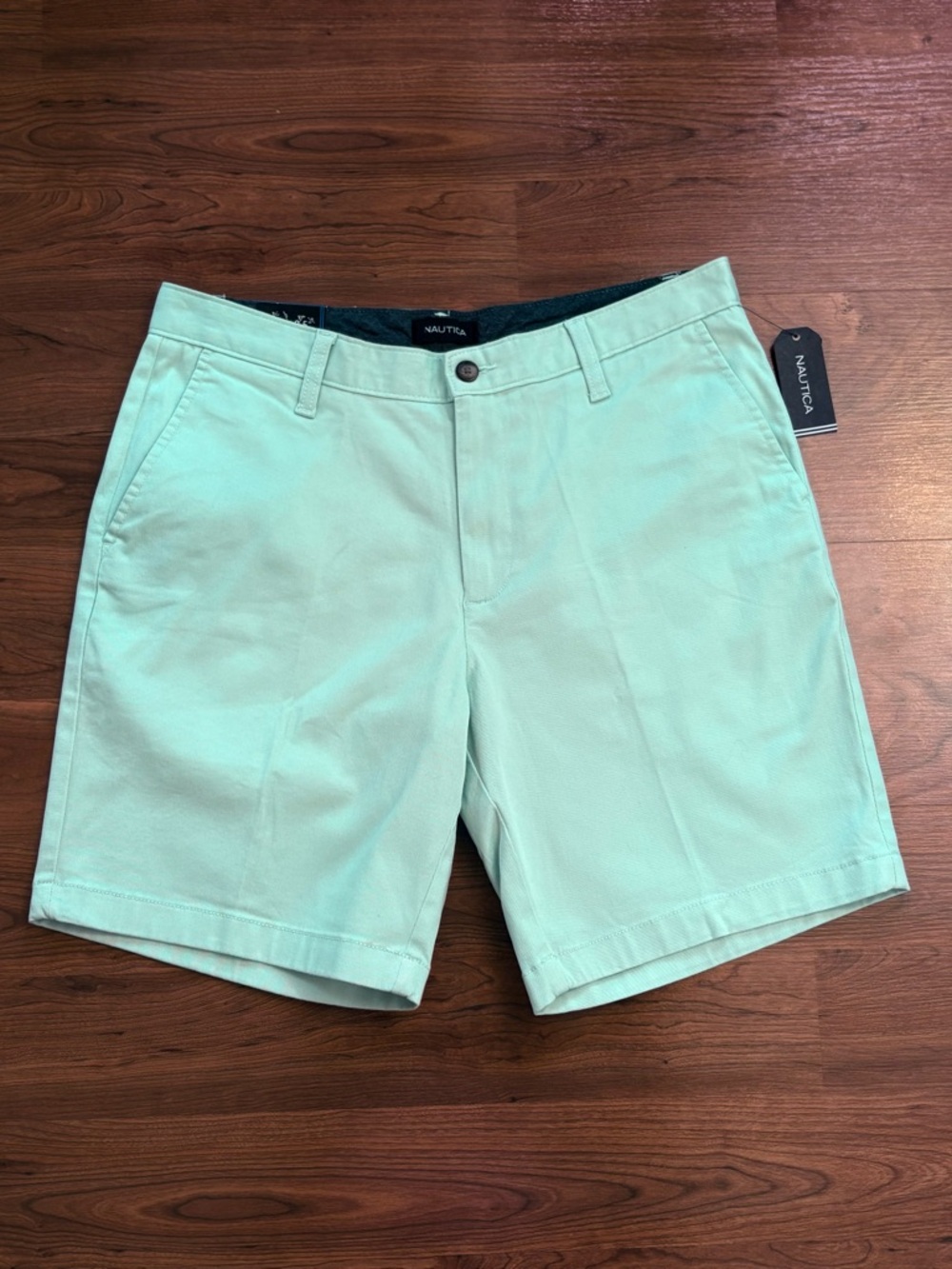 Nautica Men's Deck Shorts Size 33 Classic Fit Stretch Mint Green 8.5" Inseam NWT